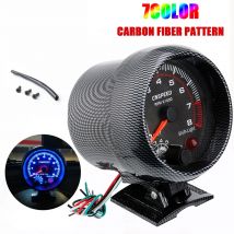 New 7color Light 12V Tachometer RPM Gauge 3.75'' Car Universal Black Tachometer Gauge Inter Shift 0-8000 RPM Fit 4 6 8 Cylinder