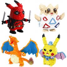 DIY Pokemon Building Blocks Cartoon Pikachu Bulbasaur Toy Children's Assembled Model Pet Elf Kid Children Gift Compatible Lego