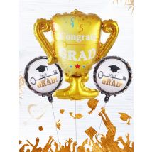 3 stücke Glückwunsch grad Trophäe Folie Luftballons Set Abschluss ball 2024 Abschluss feier Dekorationen