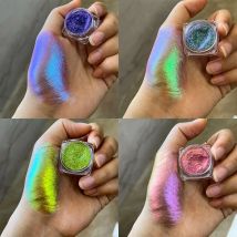 1jar Chrome Laser Chameleon Nail Pigment Color-Shifting Fine Nail Powder Laser Rainbow Holographic Nail Glitter Powder 0.3g