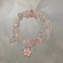 Neue Mode Y2K Süße Kirschblüte Armband Für Frauen Exquisite Elegante Blume Kristall Perlen Armband Mädchen Partei Schmuck Geschenk