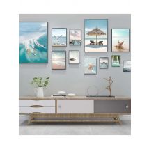 Beach Sea Ocean Canvas Wall Art Poster Bridge Leaves Turtle Seagull Print Painting Vibrant Summer Picture Nordic Home Decoration