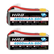 1/2pcs HRB 6S Lipo Batteria 22.2V 4000mah Drone Batteria 60C XT90 Connettore EC5 Spina per RC Auto Droni RC Elicottero Aereo