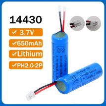 New 3.7V 650mAh 14430 Rechargeable Lithium Battery with Connector Wires USB Charging for Fan Flashlight Headlamp Walkie-talkie