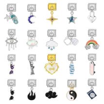 Fashiion Clouds Rainbow Flames Sunglasses Heart Charm Pendant Link Fit 9mm Stainless Steel Bracelet Making DIY Italian Jewelry