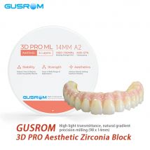 GUSROM 3D PRO ML Aesthetic Multilayer Zirconia Block 98x14mm 6-Layer High Strength 46%-57% Translucency Dental CAD/CAM Material
