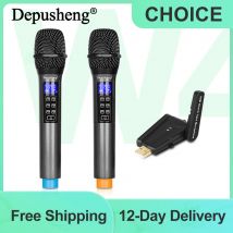 Wireless Microphone Depusheng W4 with Echo Treble Bass & Bluetooth 98 FT Range UHF Portable Handheld Dynamic Microphone System