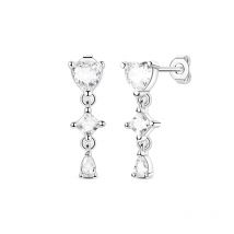 925 Sterling Silver Earrings Women Sparkling Mini Tassel Stud Earrings For Anniversary Wedding Jewelry Gifts