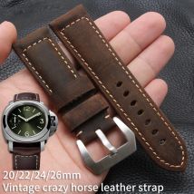 Para Panerai correa de reloj Vintage Crazy horse correa de cuero para PAM111/441/312 Hamilton SEIKO Fossil 22/24mm pulsera más gruesa para hombre