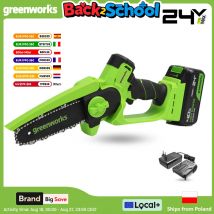 Greenworks Motosega 24V Mini Motore Brushless da 6" Piccola Sega Tenuta a Batteria Senza Fili con Batteria da 4.0Ah e Caricatore Senza Tensione