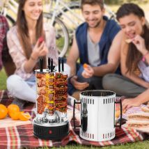 Elektrisch drehbarer vertikaler Kebab-Grill mit 6 Schaschlik-Spießen, Gyro-BBQ-Grill zum fettfreien Grillen zu Hause, für Gyros, Kebab