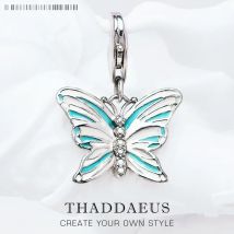 Green Butterfly Dangle Charm Pendant Authentic New 925 Sterling Silver Women Jewellery