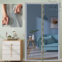 Graues magnetisches Moskitonetz, maßgeschneiderte Vorhänge, Türschutz, automatisches Schließen, unsichtbares Netz, Schlafzimmer-Heim-Moskitonetz