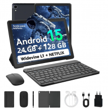 Tableta de 10 pulgadas Android 15 A523 tabletas de 8 núcleos 24GB + 128GB 1TB expansión WiFi 6 5MP + 8MP Stylus teclado ratón auriculares PC PAD Set