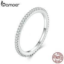 Bamoer einfache Moissan ite Ewigkeit bänder minimalist ischen stapelbaren Ring Sterling Silber für Frauen Verlobung feinen Schmuck Geschenk
