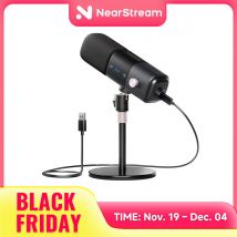 NearStream Microfono USB XLR a condensatore Desktop Plug-and-Play Microfono professionale per PC per giochi Streaming Podcast Studio Registrazione