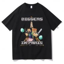 Diggers in Paris Miners Graphic Tshirt Otaku Game Funny Meme T-shirt Men Women Fashion Oversized Streetwear Male Casual T Shirts