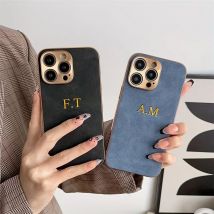 Für iPhone 17, luxuriöse, individuelle Namens-Leder-Handyhülle für iPhone 16, 15, 14, 13, 12, 11 Pro Max, personalisierte Buchstaben-Schutzhülle