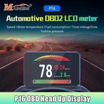 P16 Head Up Display P16 Auto OBD HUD OBD2 Head Up Display Proiettore per auto Tachimetro digitale Temperatura acqua Velocità Allarme di sicurezza