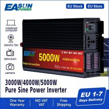 Potenza 2000W 3000W 4000W 5000W Inverter a onda sinusoidale pura DC 12v 24v AC 220v Convertitore per auto con display a LED Stock UE