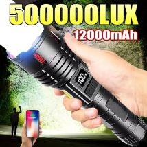 2025 Most Powerful Flashlight Super Bright Rechargeable Led Torch 50000000LM Long Range Tactical Flashlights With Magnet Lantern
