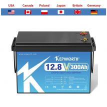 KEPWORTH 12 V 300 Ah Lithium-Eisenphosphat-Batterie mit verbessertem BMS 6000 Zyklen für Wohnmobile, Wohnmobile, Golfwagen, Geländewagen, Off-Grid