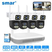 Smar impermeabile 6MP HD Wireless Dual Lens PTZ WiFi IP sistema di telecamere di sicurezza domestica 8CH NVR H.265 Set di videosorveglianza Kit CCTV