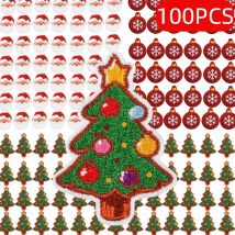 Wholesale Christmas Light Strip Embroideryied 10/50/100PCS Cloth Patch Snowflake Christmas Tree Patches DIY Ironing Embroidery