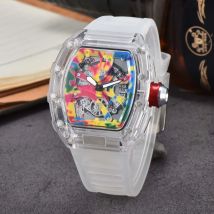 Tonneau Business Marke Uhren Herren Kreative Design Persönlichkeit Luxus Uhr Männer Kautschukband Farbe Hohl Muster AAA Uhren