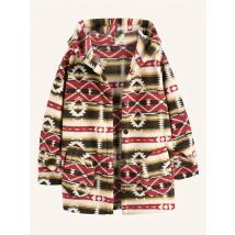 Damen Aztec National Print Ultrafeiner österreichischer Plüschmantel Damen Plüschmantel
