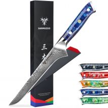 SANMUZUO Coltello per disossare da 7 pollici - Serie Xuan - Coltello da macellaio premium in acciaio damasco VG10 per taglio carne – Manico in resina