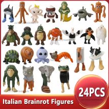 8-24Pcs Italian Brainrot Set Tung Tung Tung Sahur Tralalero Tralala Figurine Mini Ornaments Action Figure Toy Kids Birthday Gift