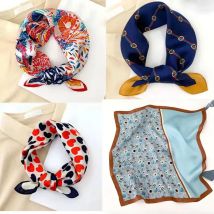 100 % reiner Seidenschal für Damen, Hals-Haarband, Foulard, quadratisch, kleines Stirnband, 2025, modischer Druck, Halstuch, Schals, Bandana, 53 x 53 cm