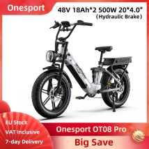Onesport OT08 Pro Elektrofahrrad 500 W 48 V 18 Ah * 2 Doppelbatterien 20 * 4,0 Zoll Step-through E-Bike-App Hydraulische Scheibenbremsen 65 NM 40 km/h