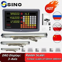 SINO SDS2-3MS 3-Achsen-DRO-Kit, Fräsen, Drehmaschine, Grider, digitale Anzeige mit 3 Stück 5 μm optisches Lineal, lineare Skala, Encoder