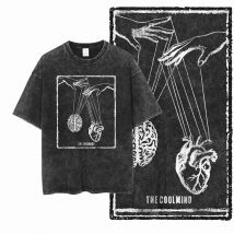 G18 Exklusives Herren-T-Shirt mit COOLMIND-Grafik in großer Größe aus 100 % Baumwolle |   Acid Washed Streetwear Cooles Herren-T-Shirt mit O-Ausschnitt