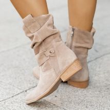 Frauen Stiefel Wildleder Lange Stiefel Weiche Plattform Stiefel Seite Zipper Frauen Western Boot Plus Größe Einfarbig Chelsea Boot Botas mujer