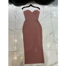 2024 Neuankömmlinge Frühling Sommer hochwertige braun grün blau ärmellose Midi Tube Kleid