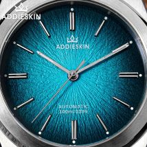 ADDIESKIN K001 Luxuriöse mechanische Uhr, 9015 Uhrwerk, Saphirglas, Skelett-Rückseite, 316L-Edelstahlarmband, 100 m wasserdicht