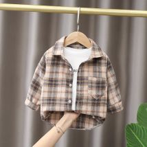IENENS Kinder-Hemd-Kleidung, Frühling, dünne Blusen, Kleidung, Kleinkind, Jungen, karierte Baumwolle, Tops, 1, 2, 3, 4 Jahre, Kinder-Langarmshirt