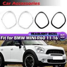 Headlight Trim Ring Bezel Fit For MINI R60 Cooper Countryman 2011-16 Glossy Black/Chrome Surround Cover 51139801573,51139801574