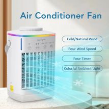 Tragbare Klimaanlage mit buntem Atmosphärenlicht, Wasserkühlungsventilator, USB-Tischventilator, 700 ml Wassertank, Desktop-Ventilator, Luftbefeuchter