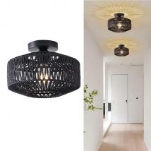 Plafoniera Boho in rattan intrecciata a mano con montaggio a incasso, plafoniera per fattoria, per camera da letto, soggiorno, corridoio, ingresso