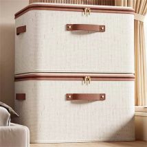 Large Household Storage Box Heavy-duty Hard Shell Cotton Linen Zipper Storage Organizer Box with Lid for Clothes Toys Blankets ﻿