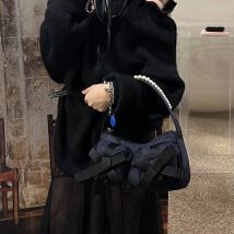 JIOMAY 2025, Perlenriemen-Partytasche für Damen, elegantes Schleifen-Design, Schulter- und Unterarm-Handtasche, modisches Accessoire