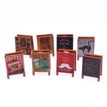4Pcs Dollhouse Miniature Wooden Signboard Halloween Christmas Mini Cafe Icecream Shop Brewhouse Blackboard Model Furniture Acce