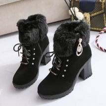 Frauen Stiefel Winter Designer High Heels Schuhe für Frauen 2024 Neue Kurze Plüsch Hohe Plattform Stiefeletten Elegante Botas Mujer
