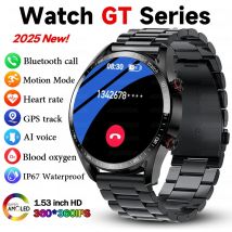 2025 neue GT Serie Smart Uhr Männer 1,53 zoll 360*360 HD Bildschirm Business Männer Uhr Herzfrequenz Bluetooth Anruf wasserdichte Smartwatch