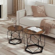 2 Teile/satz Couchtisch Runde Sofa Beistelltisch mit Stauraum Hohl Metallrahmen Nachttisch für Wohnzimmer Schlafzimmer Hause