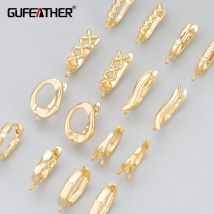 GUFEATHER, 10 Stück/Menge, MC95, Schmuckzubehör, 18 Karat Gold rhodiniert, nickelfrei, Kupfer, Schmuckherstellung, Verschlusshaken, DIY-Ohrringe